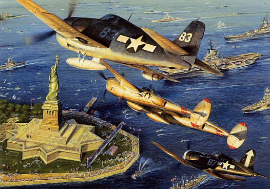 "God Shed His Grace on Thee"-John D. Shaw-F-6F, P-38 & F-4U Aviation Art